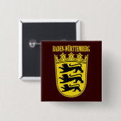 Baden-Wurttemberg Vierkante Button 5,1 Cm (Voorkant /achterkant)