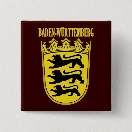 Baden-Wurttemberg Vierkante Button 5,1 Cm (Voorkant)