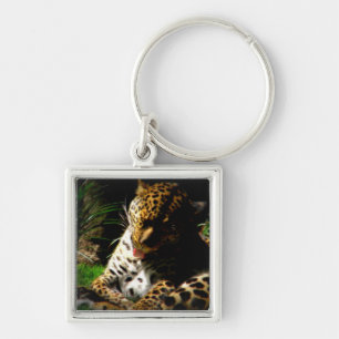 badende luipaard sleutelhanger