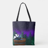 Badende panda beer tote bag (Achterkant)