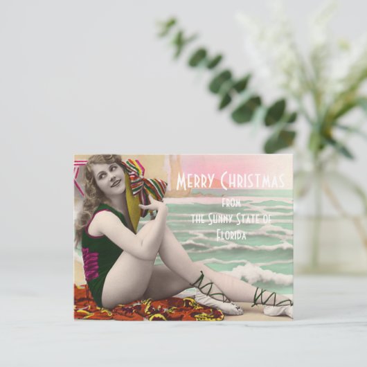 Badende schoonheden van de afgelopen Florida Kerst Feestdagenkaart (Staand voorkant)