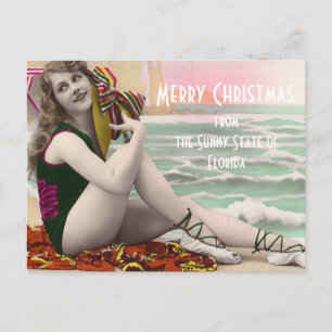 Badende schoonheden van de afgelopen Florida Kerst Feestdagenkaart