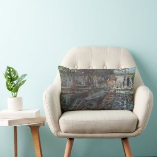 Badenden bij La Grenouillère door Claude Monet Kussen