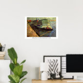 Badfloat op de Seine bij Asniere van Van Gogh. Poster (Thuiskantoor)