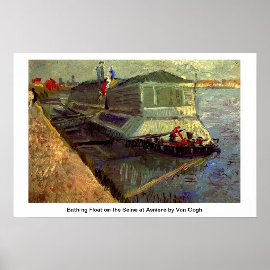 Badfloat op de Seine bij Asniere van Van Gogh. Poster (Voorkant)