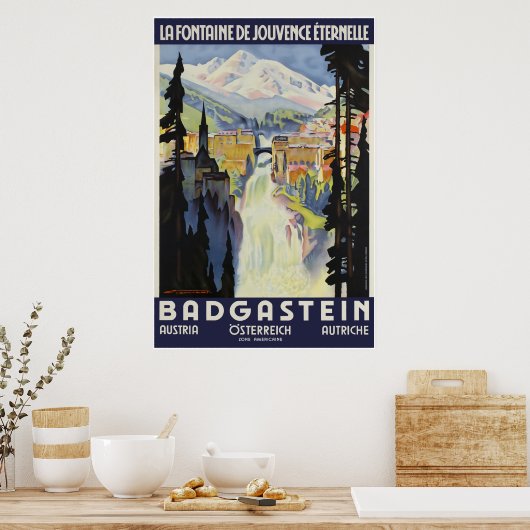 Badgastein, Oostenrijk, Travel Ski Poster (Keuken)