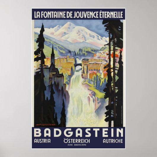 Badgastein, Oostenrijk, Travel Ski Poster (Voorkant)