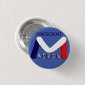 Badge 32 mm, Emmanuel Macron President Ronde Button 3,2 Cm (Voorkant /achterkant)