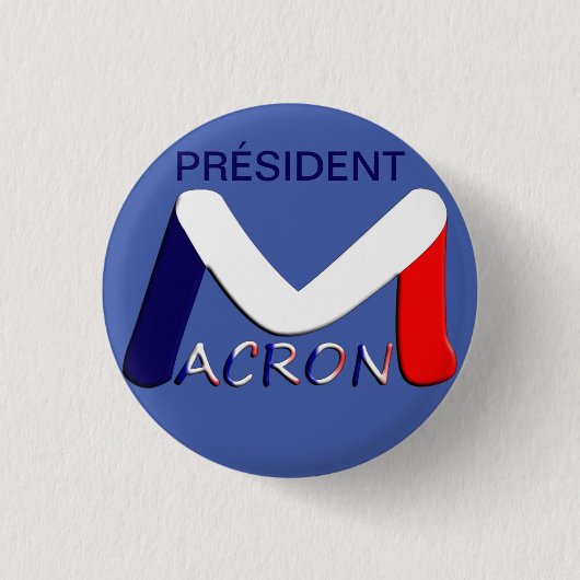 Badge 32 mm, Emmanuel Macron President Ronde Button 3,2 Cm (Voorkant)