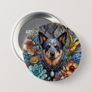 Badge Australische vee hond kunst Ronde Button 7,6 Cm