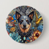 Badge Australische vee hond kunst Ronde Button 7,6 Cm (Voorkant)