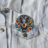 Badge Australische vee hond kunst Ronde Button 7,6 Cm (In situ)