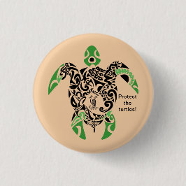 Badge Bescherm de schildpadden! Cagou stijl Ronde Button 3,2 Cm