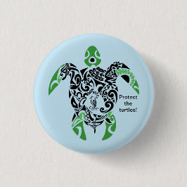 Badge Bescherm de schildpadden! Cagou stijl Ronde Button 3,2 Cm