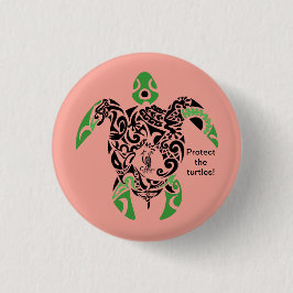 Badge Bescherm de schildpadden! Cagou stijl Ronde Button 3,2 Cm