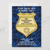 Badge Blauw Marmer Politieagent Pensioen Partij Kaart (Voorkant)