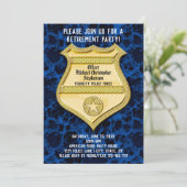 Badge Blauw Marmer Politieagent Pensioen Partij Kaart (Staand voorkant)