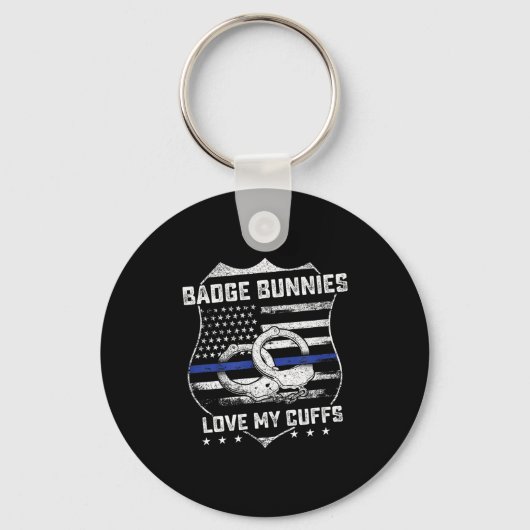 Badge Bunnies Love My Cuffs Funny Lice Humor  Sleutelhanger (Voorkant)