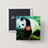 badge carré Panda - grand Vierkante Button 5,1 Cm (Voorkant /achterkant)