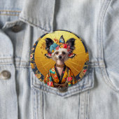 Badge Chinese Crested Hondenkunst Ronde Button 4,0 Cm (In situ)