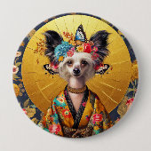 Badge Chinese Crested Hondenkunst Ronde Button 4,0 Cm (Voorkant)