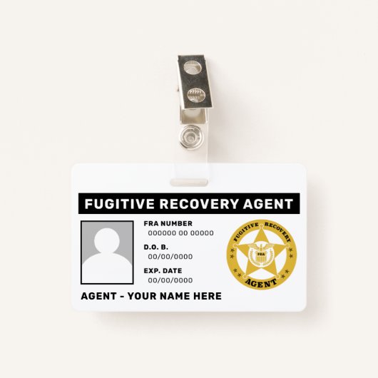 BADGE-CLIP VOOR VLUCHTIGE RECOVERY AGENT BADGE (Voorkant met clip)