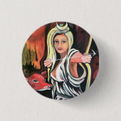 Badge: De Hunteress. Ronde Button 3,2 Cm (Voorkant)