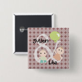 Badge geboorte Dumeaux dochter garcon ballon 03 Vierkante Button 5,1 Cm (Voorkant /achterkant)