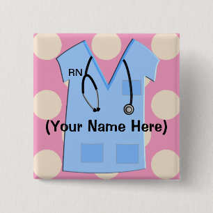 Badge geregistreerde verpleegster vierkante button 5,1 cm