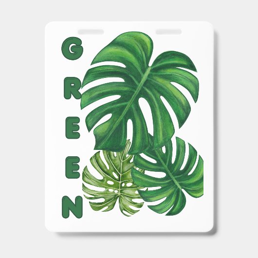 Badge Groene Monstera Bladeren (Voorzijde)