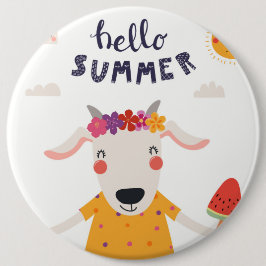 Badge " Hello Summer " Ronde Button 6,0 Cm