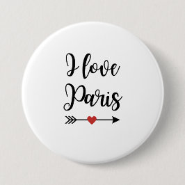 Badge I love Paris Ronde Button 7,6 Cm