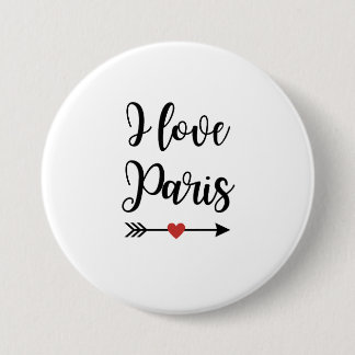Badge I love Paris Ronde Button 7,6 Cm