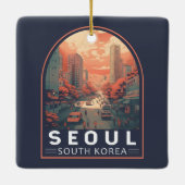  badge in Seoul South Korea Illustration Art Keramisch Ornament (Achterkant)
