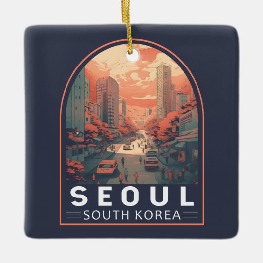  badge in Seoul South Korea Illustration Art Keramisch Ornament (Voorkant)