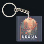 badge in Seoul South Korea Illustration Art Sleutelhanger<br><div class="desc">Een naadloos illustratieontwerp met een manga-kunststijl. Seoul,  de hoofdstad van Zuid-Korea,  is een enorme metropool waar moderne wolkenkrabbers,  hightech-onderverdelingen en pop-cultuur boeddhistische tempels,  paleizen en straatmarkten ontmoeten.</div>