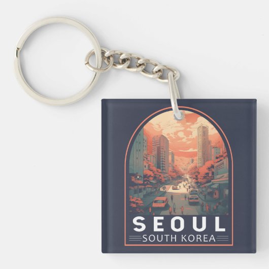  badge in Seoul South Korea Illustration Art Sleutelhanger (Voorkant)