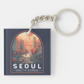  badge in Seoul South Korea Illustration Art Sleutelhanger (Achterkant)