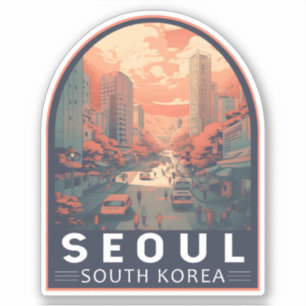 badge in Seoul South Korea Illustration Art Sticker