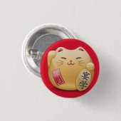 badge maneki-neko Chat Japans Ronde Button 3,2 Cm (Voorkant /achterkant)