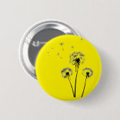 Badge met andelion op gele achtergrond ronde button 5,7 cm (Voorkant /achterkant)