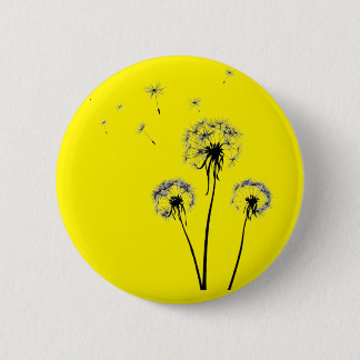Badge met andelion op gele achtergrond ronde button 5,7 cm