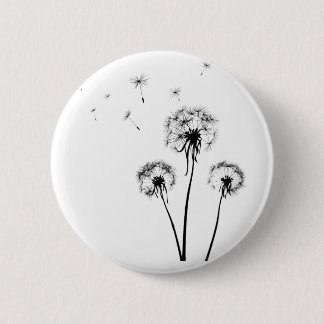 Badge met andelion op witte achtergrond ronde button 5,7 cm