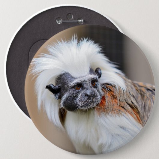 Badge met katoentop Tamarin-aap Ronde Button 6,0 Cm (Voorkant /achterkant)