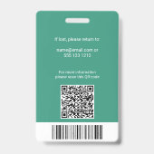 Badge met QR-code en foto van werknemer (Achterkant)