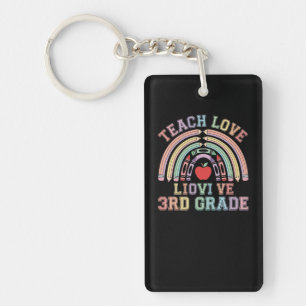 Badge met 'Teach Love 3rd Grade' voor leraren Sleutelhanger
