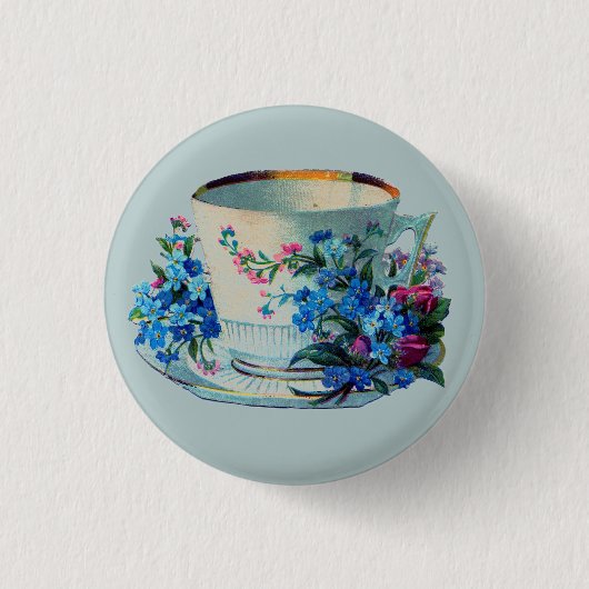 BADGE MET TEACUP + STROMEN RONDE BUTTON 3,2 CM (Voorkant)