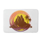 Badge met tropische vulkaan landschap en palmbomen badmat (Voorkant)