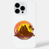 Badge met tropische vulkaan landschap en palmbomen Case-Mate iPhone case (Achterkant)