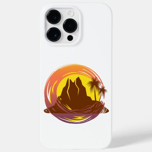 Badge met tropische vulkaan landschap en palmbomen Case-Mate iPhone case (Achterkant)